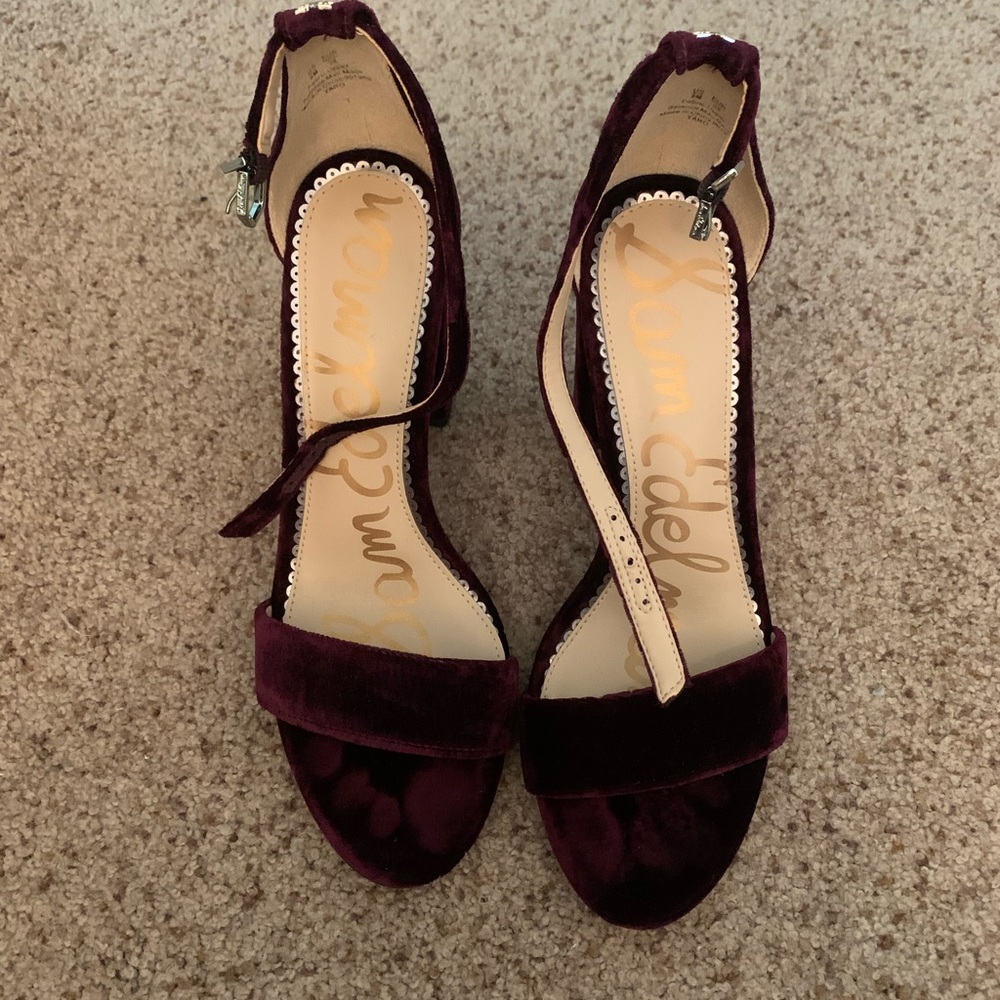 Sam Edelman wine velvet sandals